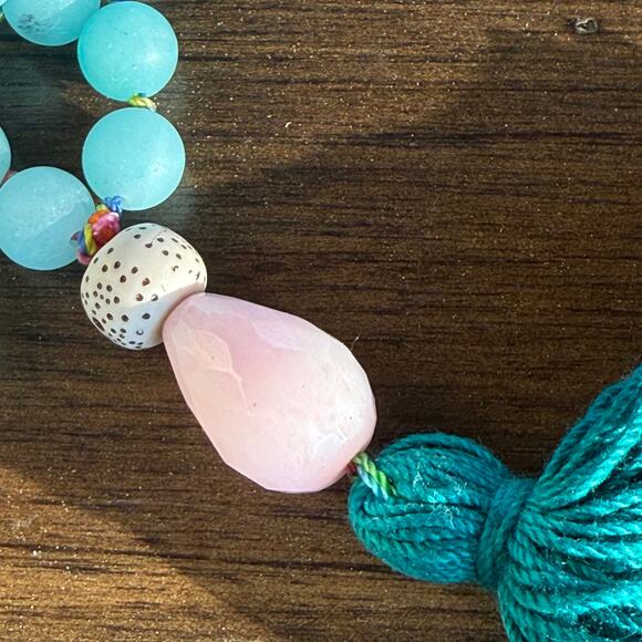 52 Inch Aventurine Mala Necklace With Rose Quartz Tagua Nut - Picture 10 of 10